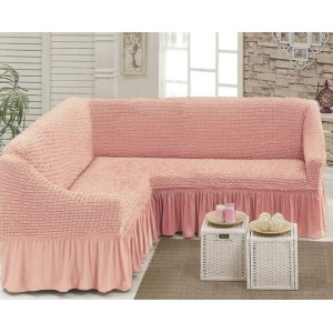 Set husa elastica si creponata pentru coltar, roz