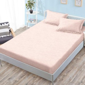 Cearșaf cu Elastic, Bumbac Satinat, 180x200 cm + 2 Fețe de Pernă 50x70 cm, Piersica