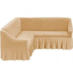 Set husa elastica si creponata pentru coltar, bej