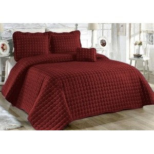 Cuvertura Brodata pat dublu cu 3 fete de perna, grena