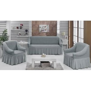 Set huse universale pentru canapea si fotolii , gri deschis 