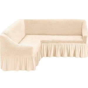 Set husa elastica si creponata pentru coltar, ivoire