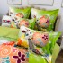 Lenjerie de Pat Dublu,  Finet, Imprimeu Digital cu Iepuras si Oua, IDENTIC CU POZA, 4 Piese, Verde, Portocaliu [5]