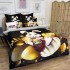 Lenjerie de Pat Dublu,  Finet, Imprimeu Digital cu Iepuras si Oua, IDENTIC CU POZA, 4 Piese, Negru [8]