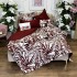Lenjerie pat dublu,  FINET, cu elastic, 6 piese, Alb, Vișiniu, Frunze [8]
