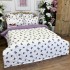 Lenjerie pat dublu,  FINET, cu elastic, 6 piese, Alb, Lila, Fluturi [8]