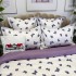Lenjerie pat dublu,  FINET, cu elastic, 6 piese, Alb, Lila, Fluturi [4]