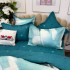 Lenjerie pat dublu,  FINET, cu elastic, 6 piese, Alb, Turquoise, Abstract [5]