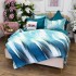 Lenjerie pat dublu,  FINET, cu elastic, 6 piese, Alb, Turquoise, Abstract [3]