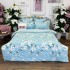 Lenjerie pat dublu,  FINET, cu elastic, 6 piese, Bleu, Alb, Flori de Primavara [2]