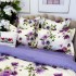 Lenjerie pat dublu,  FINET, cu elastic, 6 piese, Alb, Mov, Bujori, Trandafiri, Flori [6]