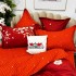 Lenjerie pat dublu,  FINET, cu elastic, 6 piese, Rosu, flori [5]