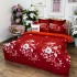 Lenjerie pat dublu,  FINET, cu elastic, 6 piese, Rosu, flori [3]