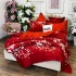 Lenjerie pat dublu,  FINET, cu elastic, 6 piese, Rosu, flori [8]