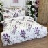 Lenjerie pat dublu,  FINET, cu elastic, 6 piese, Alb, Mov, Lavanda [3]