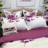 Lenjerie pat dublu,  FINET, cu elastic, 6 piese, Lila, fluturi, flori [4]