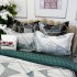 Lenjerie pat dublu,  FINET, cu elastic, 6 piese, Turquoise, forme geometrice [6]