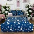 Lenjerie pat dublu,  FINET, cu elastic, 6 piese, Albastru, stelute [2]