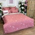 Lenjerie pat dublu,  FINET, cu elastic, 6 piese, Roz, Alb, Ploaie de Stele [7]