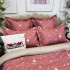 Lenjerie pat dublu,  FINET, cu elastic, 6 piese, Roz, Alb, Ploaie de Stele [4]
