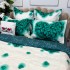 Lenjerie pat dublu,  FINET, cu elastic, 6 piese, Alb, Turquoise, Inimioare [6]
