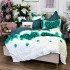 Lenjerie pat dublu,  FINET, cu elastic, 6 piese, Alb, Turquoise, Inimioare [7]