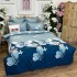 Lenjerie pat dublu,  FINET, cu elastic, 6 piese, Albastru. fluturi [3]