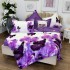 Lenjerie pat dublu,  FINET, 6 piese, Alb, Mov, fluturi [3]