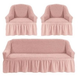 Set huse universale pentru canapea si fotolii , roz pudra 