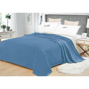 Patura pufoasa cocolino 200x230cm, 240gr/m, albastru, unii