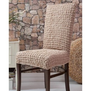 Set 6 huse creponate universale pentru scaun, maro deschis Set 6 huse creponate universale pentru scaun, maro deschis