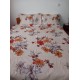 Lenjerie pat dublu, BUMBAC FINET, 6 piese, CU ELASTIC, Bej-Multicolor, flori [1]